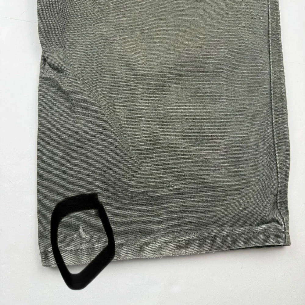 Carhartt Carpenter Pants 42x30 Cotton Canvas Workwear Durable Faded Olive Green